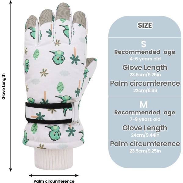 1 par 7 til 9 år gamle barn vinter ski hansker, vanntette varme G