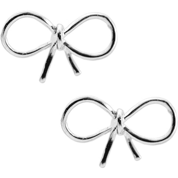 1 par Handgjorda Högpolska Tiny Bow Ribbon Örhängen Handgjorda Bow Stud Örhängen Mode Personlighet K Guldpläterade (silver)