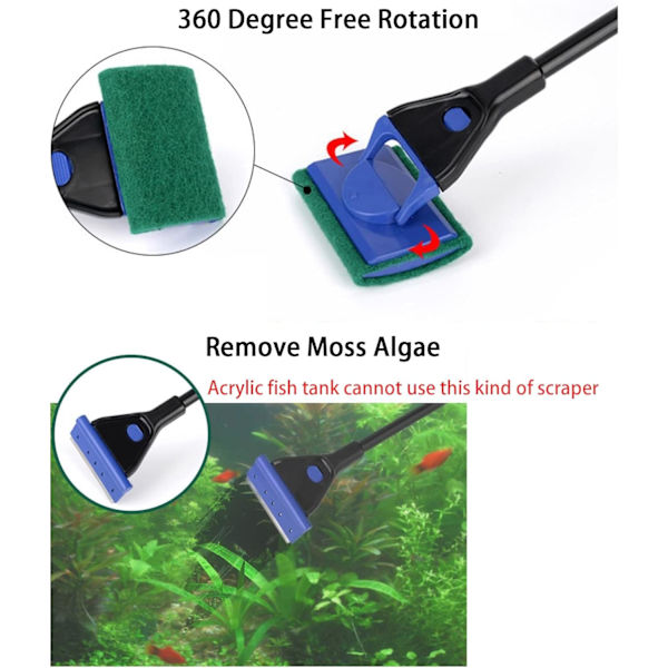 Akvarie Rengörings Kit Tillbehör Fisk Skrapa Akvarium