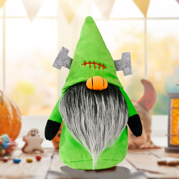 Halloween Dwarfs Plysch Elf Doll Stående Ornament Lila Desktop, Halloween Kostymer 1 Styck (Grön)