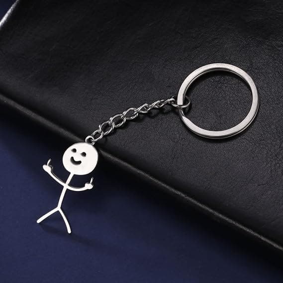 Morsom Smiley Face Figurine Tegnspråk Nøkkelring Finger Stickman