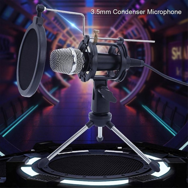 Mini-kondensaattorimikrofoni Pc-mikrofoni 3,5 mm:n pistoke Plug and Play -kotistudio Podcast-laulumikrofonit minimiikrofonitelineellä kaksoiskerroksisella akustisella filtterillä