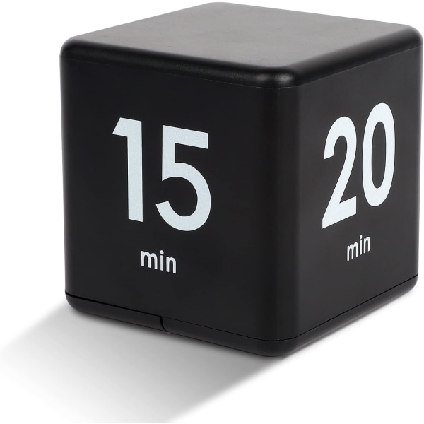 Svart kubtimer (15-20-30-60), digital studietimer med LED-ljus