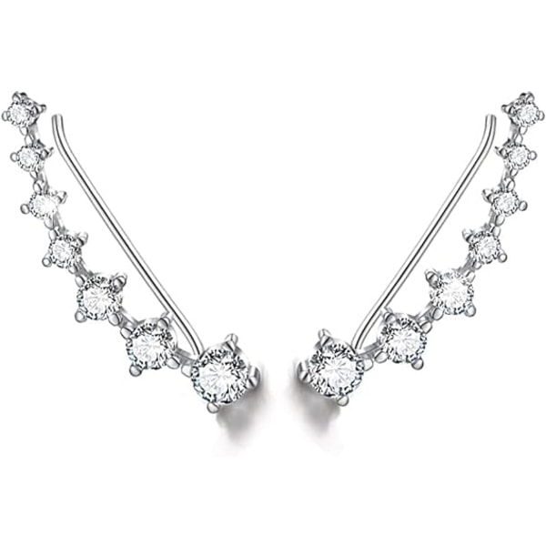 Kvinders øreringe, 7 krystaller Sterling sølvbelagte øreringe, Dro