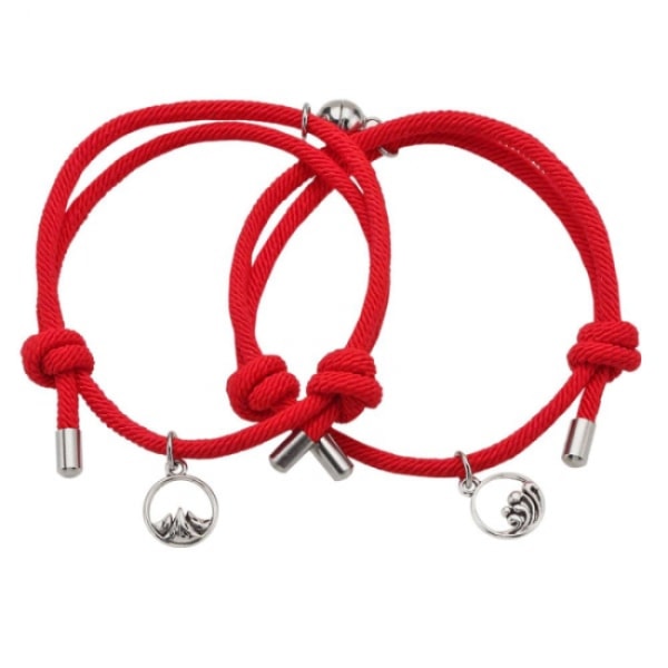 Par armbånd med magnet - Rød Rød one size