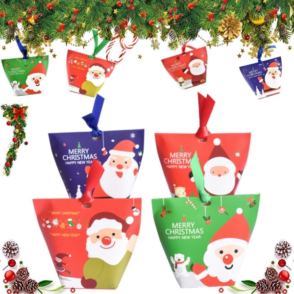 24 stk. julegaveæsker, juleslikæske, julegavepose Kraft Kraft-pose julegaveposer, gavepose til børnefestgaver dekoration