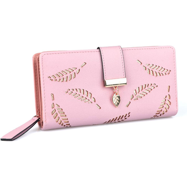 Lompakko Ontto Lehti Design Pehmeä PU Nahka Pitkä Naisten Lompakko Pinkki