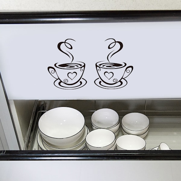 Väggdekaler med kaffekoppdesign för hemmet, kök, restaurang