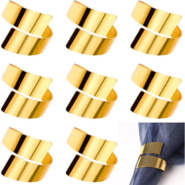 8 stk. Guld Servietringe Metal Servietringe til Bryllup Middag Hvile