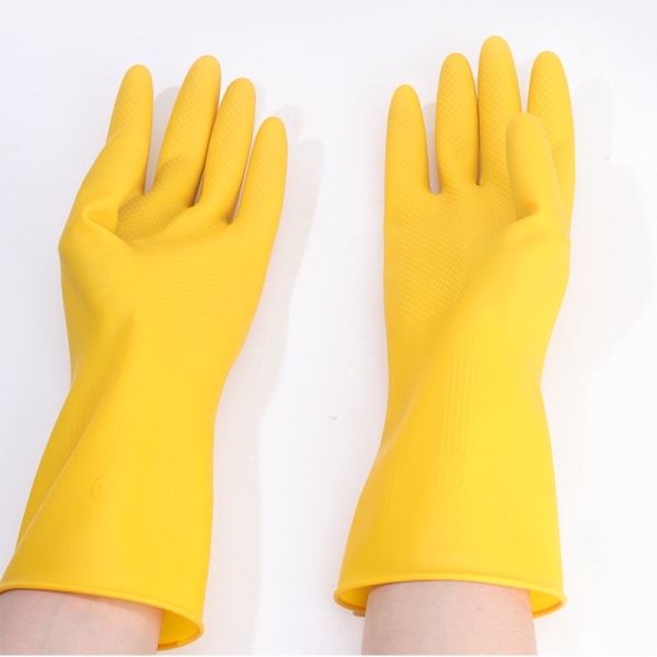 5 par gula hushållshandskar i latex, tjocka, vattentäta