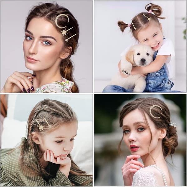 9 delar Star Moon Hårklämmor Tillbehör Rhinestone Hårstyling