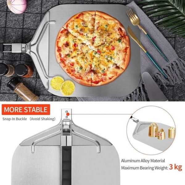 Perforert pizzaskuffe, pizzaskuffe i rustfritt stål, 32x32cm, med