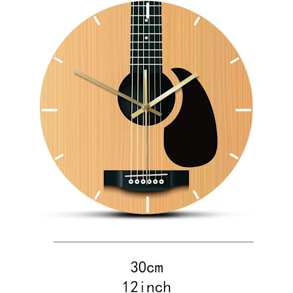 12 tommers enkel moderne stil gitarveggklokke for kjøkken, stue