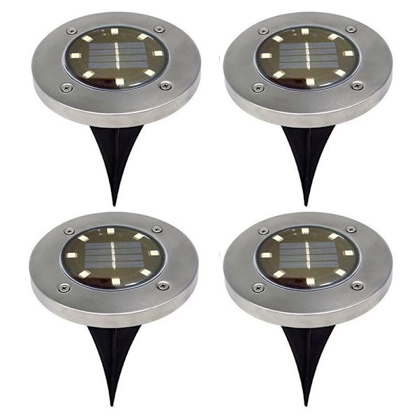 [4-pak] Solcelle Jordlys, 8 LED Solcelle Jordlys
