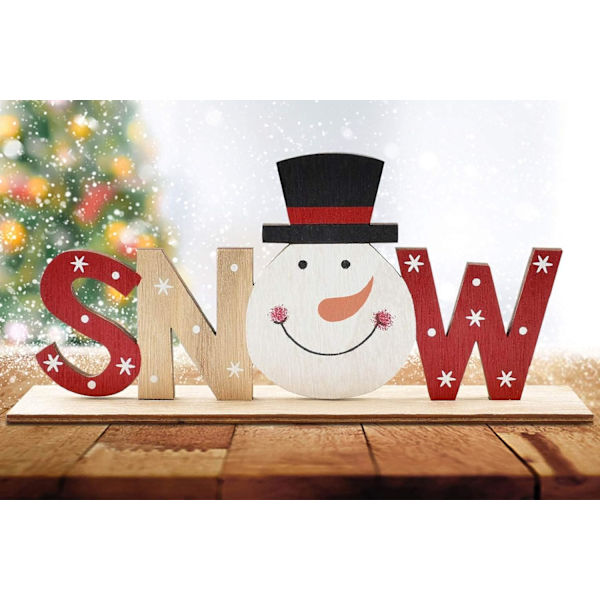 Jul Dekoration Bokstäver i Trä Jul Snögubbe Snö Fortfarande Jultomten Prydnader Dekoration Hemma Kontor Kamin Dekoration