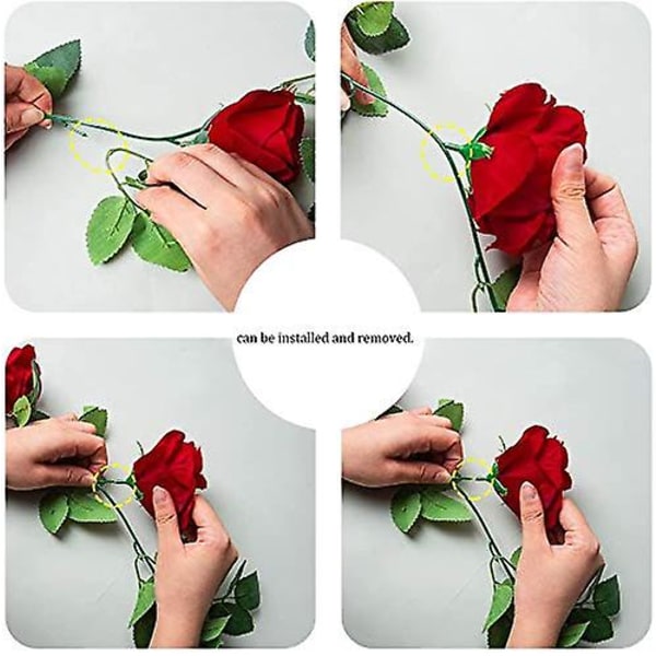 2 Pakke Kunstige Rosenranke Blomsterplanter, 2,2 meter lang Rosenrød Kunst