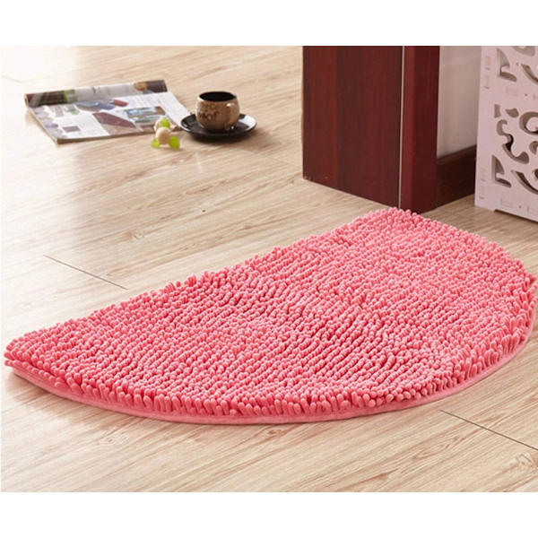 Halvcirkelformad badrumsmatta, mjuk absorberande chenille fluffig halkfri badrumsmatta matta halvmåne badrumsmatta för maskintvättbar badkar rosa 40 x 60 cm (rosa)