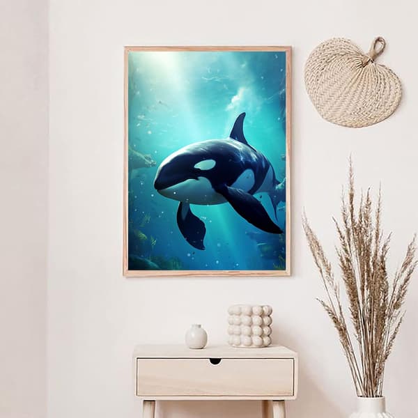 30*40CM 5D Fuld Diamantmaleri Værktøjssæt, Spækhugger Havdyr