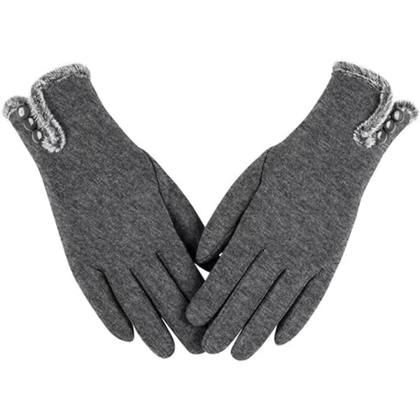 Varme vinterhandsker til kvinder med følsom berøringsskærm SMS Fingers Fleeceforede vindtætte handsker (grå)