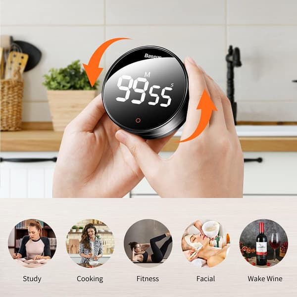 Baseus Kök Timer LED Digital Magnetisk Nedräkningstimer, 3 Adju
