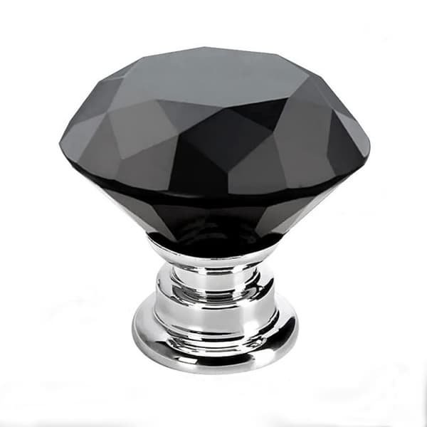 Knapper 2 stk. - Diamant / Krystal Sort med sølvfod Sort