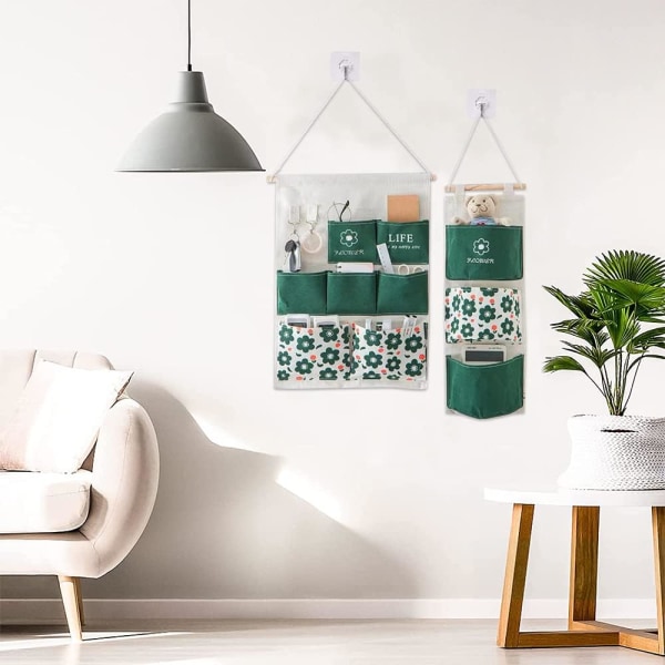 2pcs (Multi-layer - green) Wall Hanging Storage Bag,Baby Hanging