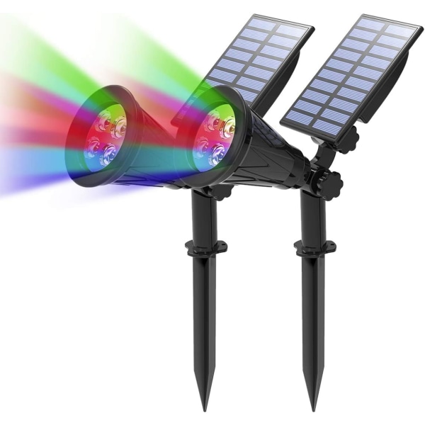Solar LED Floodlight, 2 i 1 4 LED Solar Light, IP65 Vandtæt O