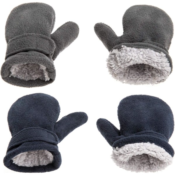 Gris, Bleu, M (1-2 ans) 13x6 cm gants d'hiver pour bébé, dubbel