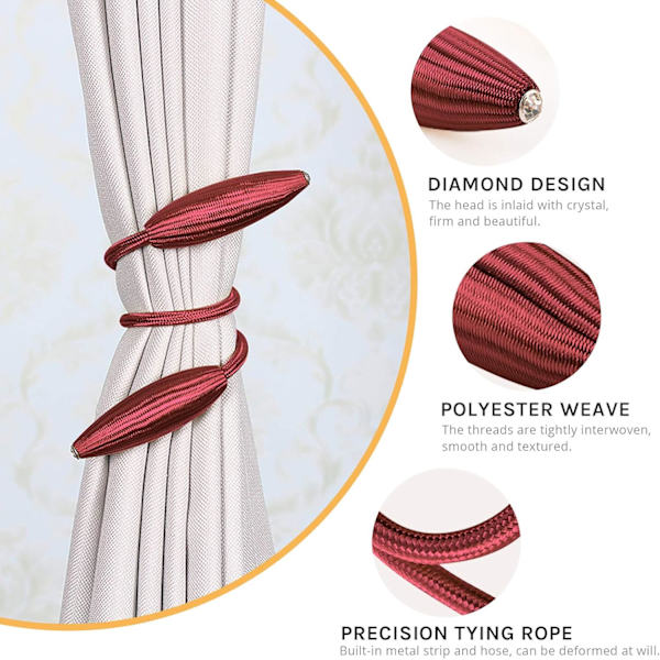 2-pak DIY gardin slips klemme krystal dekor kreativt twist slips tilbage