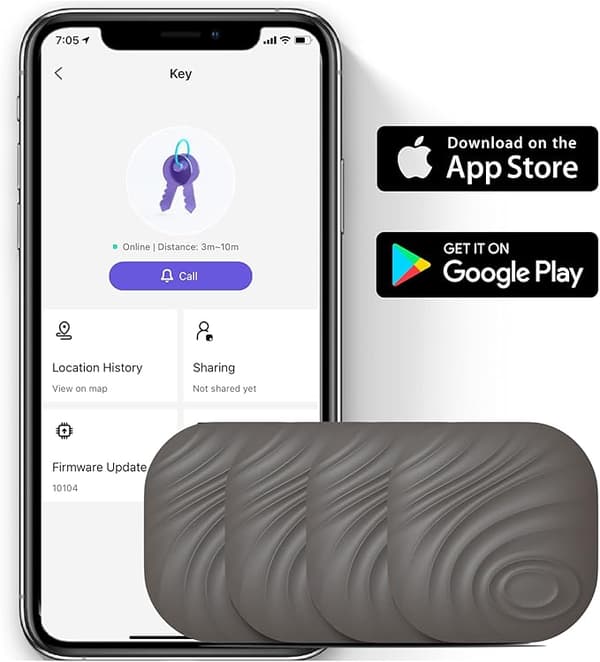 Nyckelfinnare, Bluetooth Tracker Item Locator med Nyckelring för Nyckel