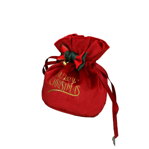Pakke med 6 (røde) julefløyelsposer med snøring og sløyfe, ca