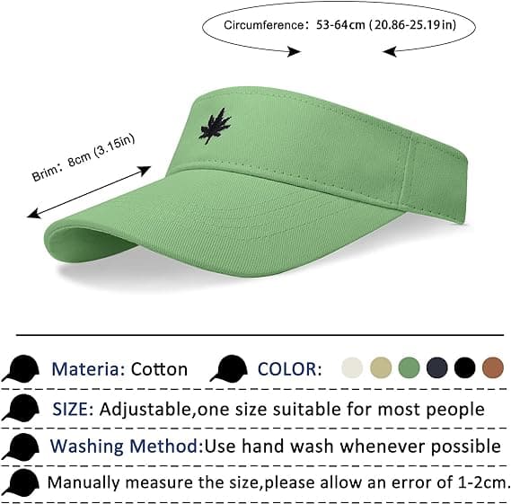Dame Solhatt - Unisex Visor Cap, Lønneblad Brodert Justerbar