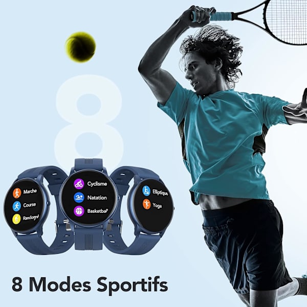 Älykäs urheilukello miehille, Bluetooth 5.0 urheilukello IP68 vedenpitävä
