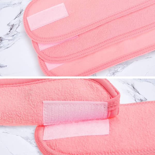 3 stk. Vaskbare hår- og makeup-hovedbånd i pink