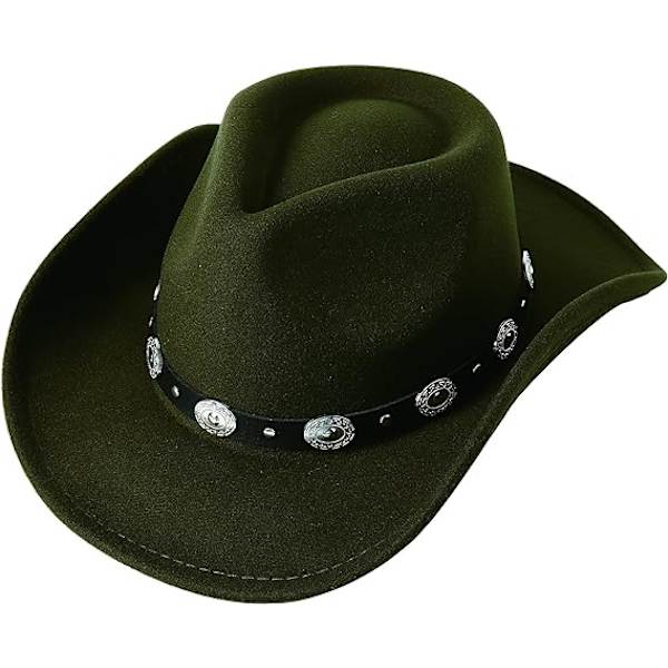 Dame Mænd Filt Bredskygget Western Cowboy Hatte Bæltespænde Panama H