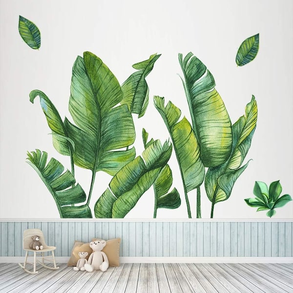 Bananblad Tropiske Planter Skræl og Sæt Tapet, Kæmpe Grøn