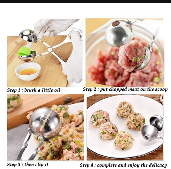 2 stk. non-stick kødboller, rustfrit stål kødboller tang, kødboller