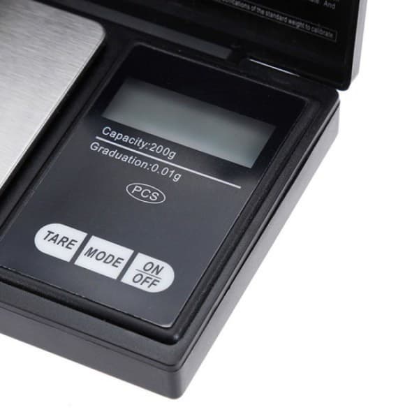 0,01 - 200g Musta digitaalinen vaaka taskukoossa, Taskuvaaka, J