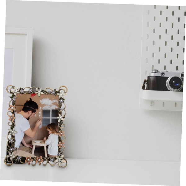 1 stk. 7 tommer fotoramme blomsterdisplay stativ skrivebordsdekoration kontor