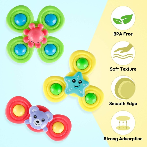 Sugkopp snurrande leksak 3st Sensoriska leksaker för småbarn 1-3 B