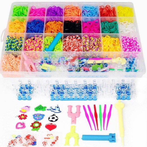 Loom Bands Kit Loom Bands med vev og kroker Rainbow Loom bands for armbånd