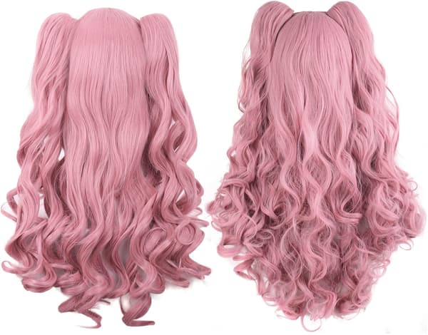 28\"/70cm Lång Lockig Flätad Damperuk (Rosa)