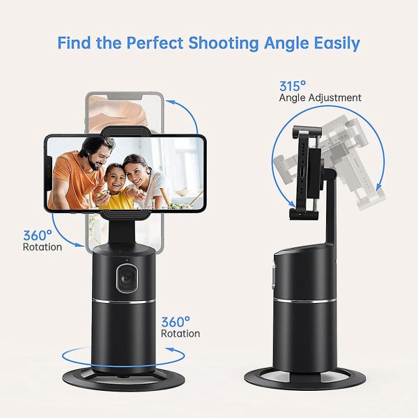 Auto Face Tracking Tripod, Ingen app kræves, 360° Rotation Face Bo