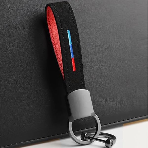 Peugeot nøglering, nøglering i læder til bil, personlig tricolor-emblem