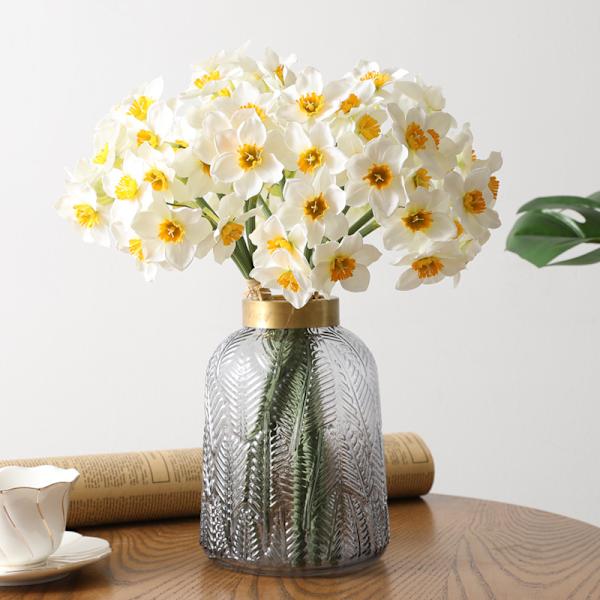 3 st konstgjorda påskliljor, siden falska narcissus blomma bukett