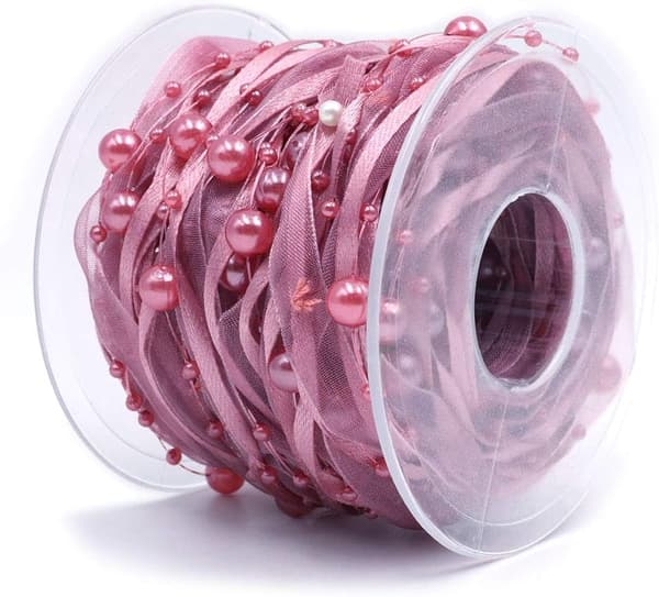 1 stk (rosa) Chiffon kunstig perle bånd