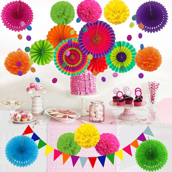 Partydekoration pappersfläkt blomma (3