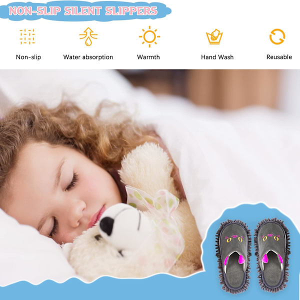 Varma mikrofiberslippers golv damm smuts hår mopp tofflor skor