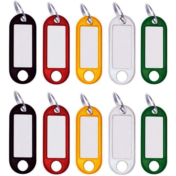 Set med 10 nyckelringar i 5 olika färger För husnycklar, gar
