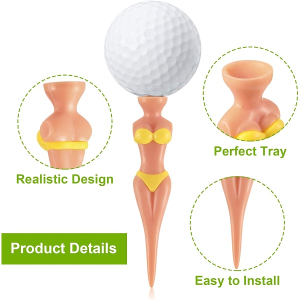 Morsomme golf-tees - Dame fyller bikini golf-tees, 76 mm/3 tommers plast